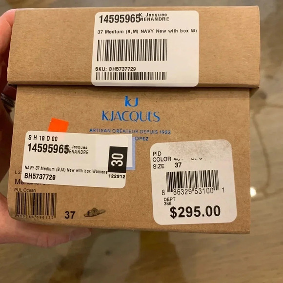 KJacques Navy Blue Leather Menandre Sandals Size 37 or 6.5 US - Picture 4 of 4